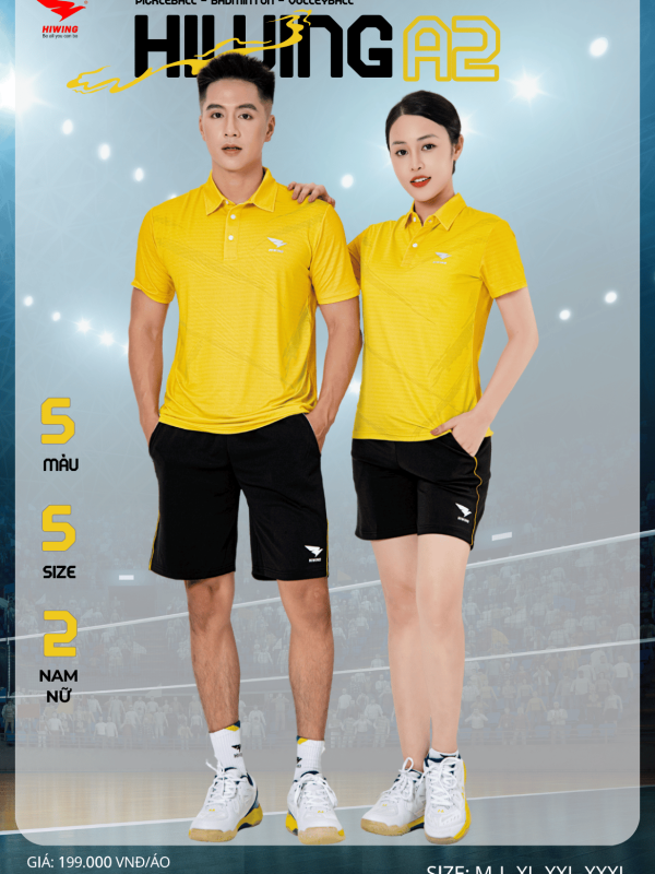 Alternative view of Áo Cầu Lông , Pickleball Hiwing A2 Nam - Màu Vàng