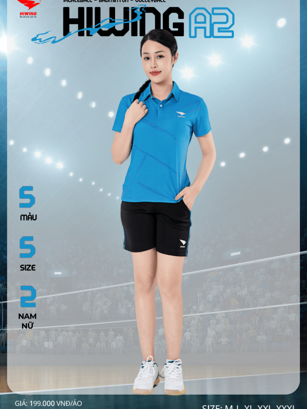 Áo Cầu Lông , Pickleball Hiwing A2 Nữ - Màu Xanh Da