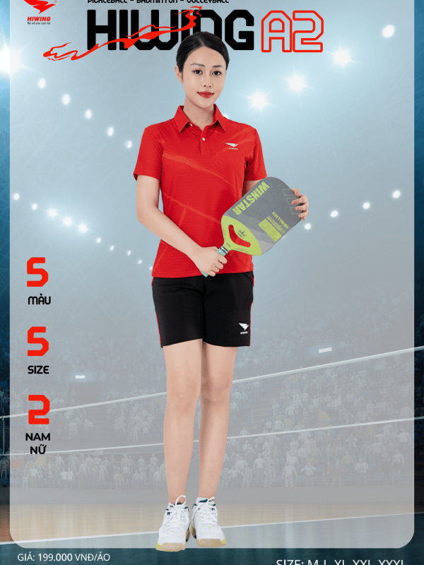 Áo Cầu Lông , Pickleball Hiwing A2 Nữ - Màu Đỏ