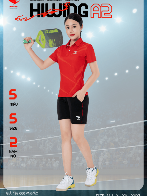 Alternative view of Áo Cầu Lông , Pickleball Hiwing A2 Nữ - Màu Đỏ