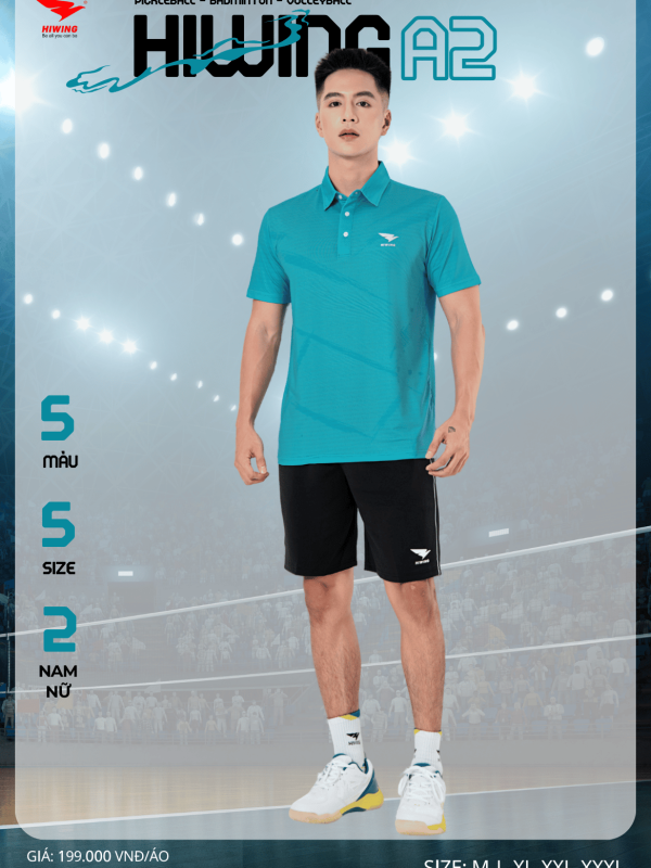 Áo Cầu Lông , Pickleball Hiwing A2 Nam - Màu Xanh Lý