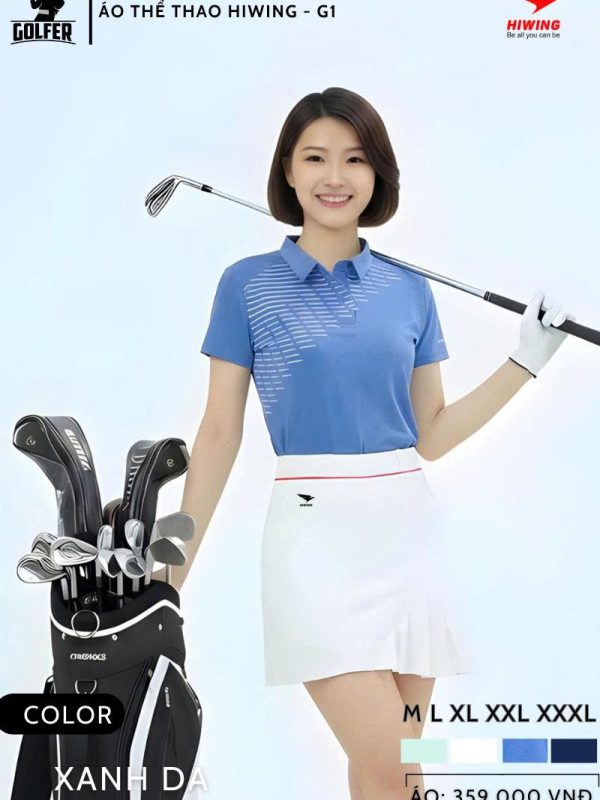 Áo Thể Thao Golf , Pickleball Cao Cấp Hiwing G1 Nữ Màu Xanh Da