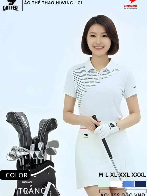 Áo Thể Thao Golf , Pickleball Cao Cấp Hiwing G1 Nữ Màu Trắng