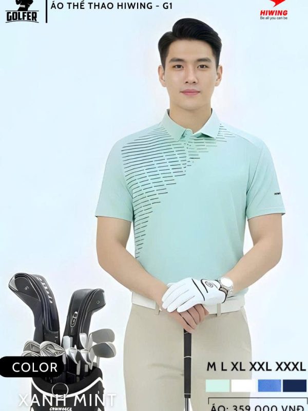 Áo Thể Thao Golf , Pickleball Cao Cấp Hiwing G1 Nam Màu Xanh Mint