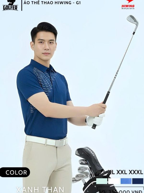 Alternative view of Áo Thể Thao Golf , Pickleball Cao Cấp Hiwing G1 Nam Màu Xanh Than