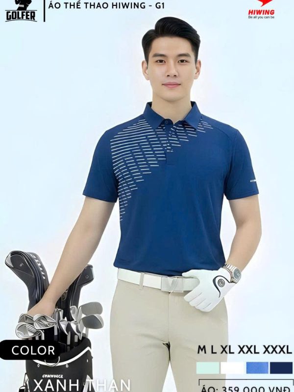 Áo Thể Thao Golf , Pickleball Cao Cấp Hiwing G1 Nam Màu Xanh Than