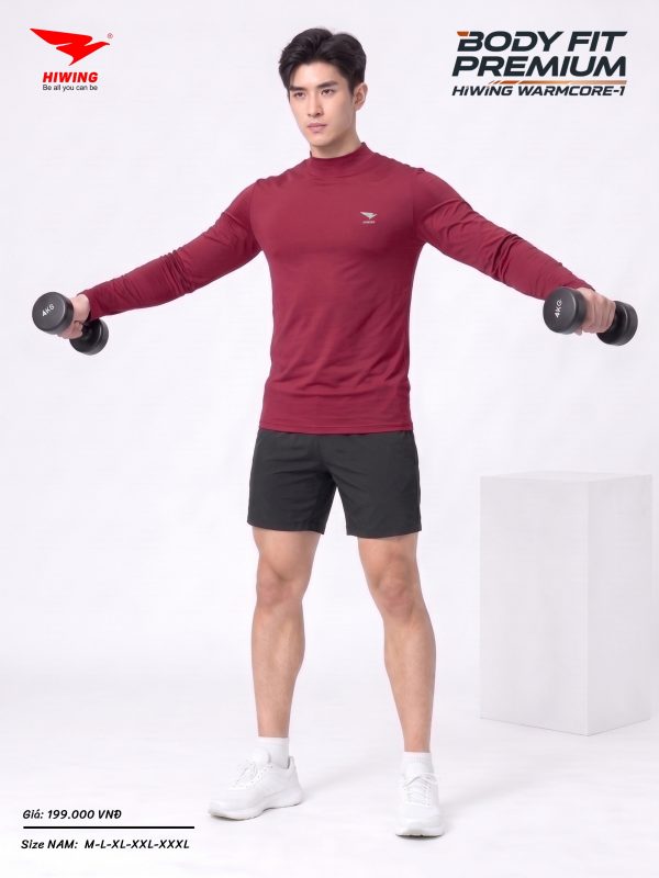 Alternative view of Áo Body Cao Cấp HIWING WARMCORE-1 Giữ Nhiệt, Co Giãn 4 Chiều, Chống Nhăn Màu Đỏ