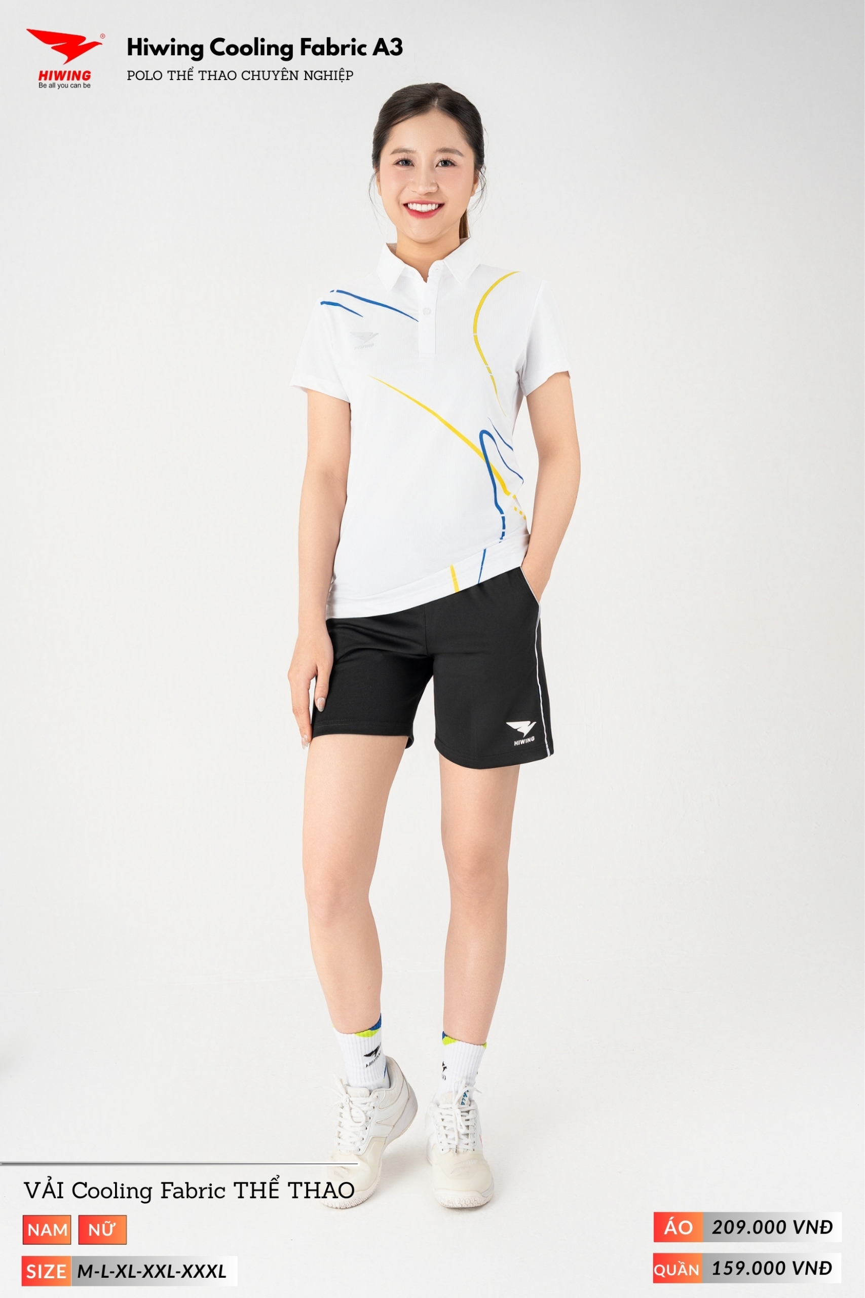 Áo Pickleball, Áo Bóng Chuyền Cầu Lông Hiwing A3 Nữ – Màu Trắng