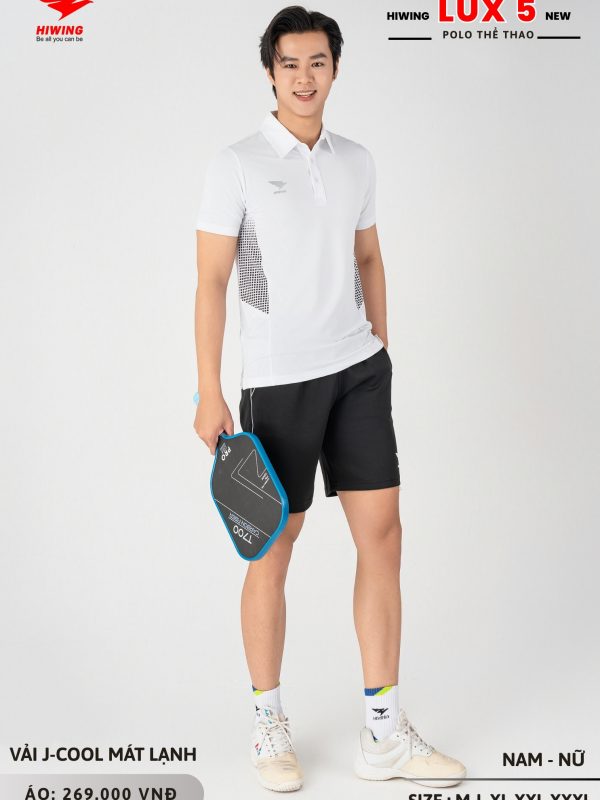 Áo Cầu Lông Pickleball Bóng Chuyền Hiwing Lux 5 Nam Màu Trắng