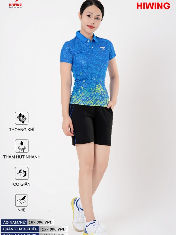 Áo Cầu Lông Pickleball Bóng Chuyền Hiwing P4 Nữ Màu Xanh Da