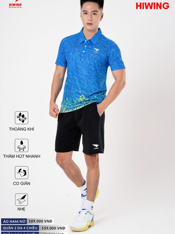 Áo Cầu Lông Pickleball Bóng Chuyền Hiwing P4 Nam Màu Xanh Da