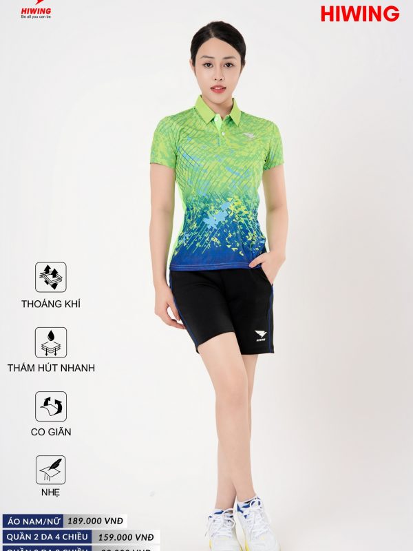 Áo Cầu Lông Pickleball Bóng Chuyền Hiwing P4 Nữ Màu Xanh Lá