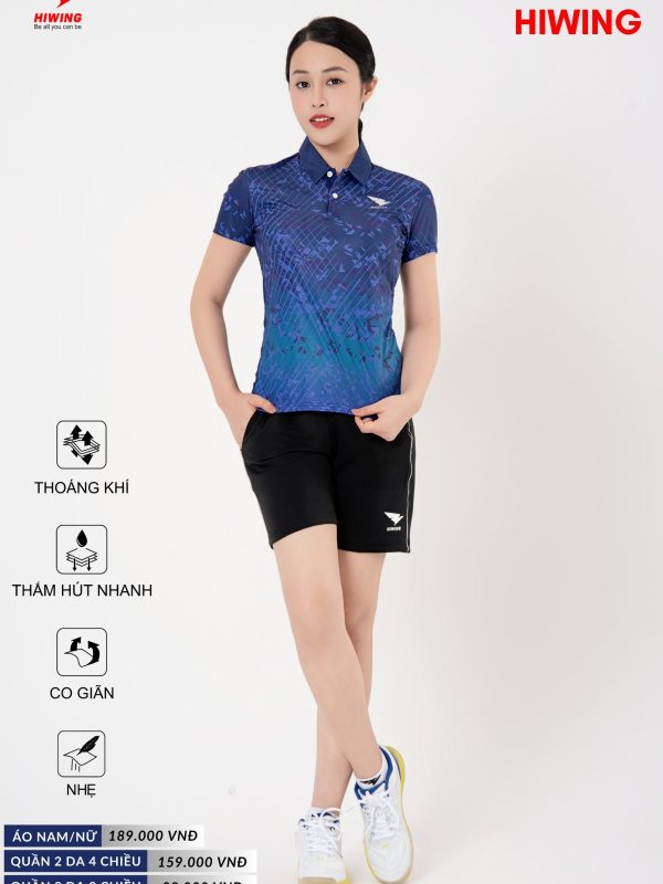 Áo Cầu Lông Pickleball Bóng Chuyền Hiwing P4 Nữ Màu Xanh Than