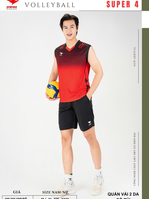 Áo Bóng Chuyền Pickleball Cầu Lông Hiwing Super 4 Nam Màu Đỏ New 2026