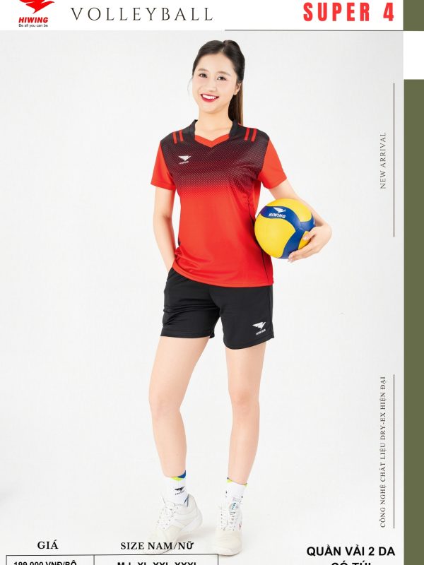 Áo Bóng Chuyền Pickleball Cầu Lông Hiwing Super 4 Nữ Màu Đỏ New 2026