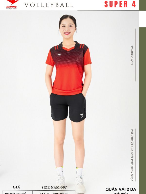 Alternative view of Áo Bóng Chuyền Pickleball Cầu Lông Hiwing Super 4 Nữ Màu Đỏ New 2026