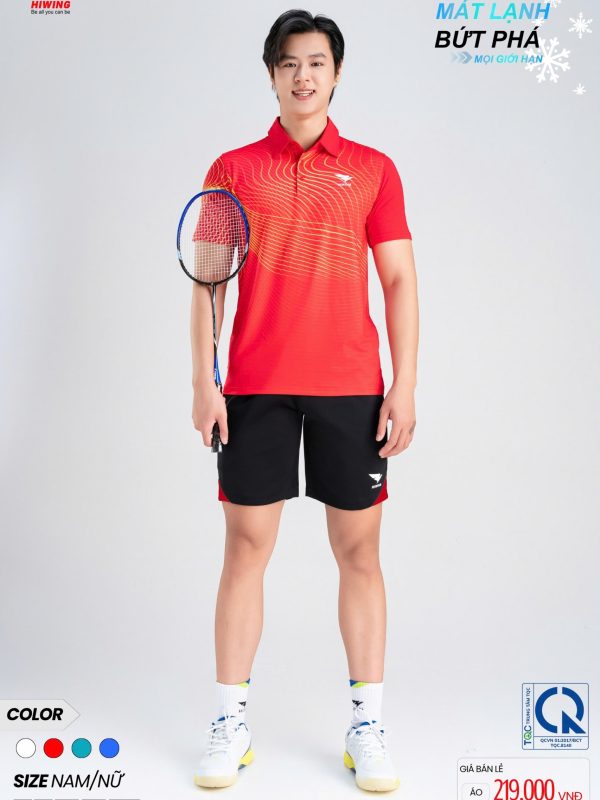 Alternative view of Áo Cầu Lông Pickleball Bóng Chuyền Hiwing A4 Nam Màu Đỏ