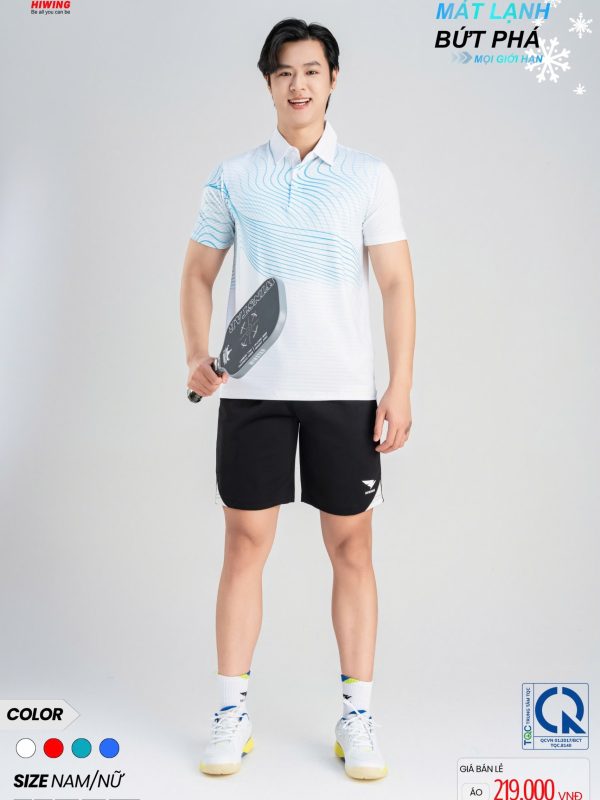Áo Cầu Lông Pickleball Bóng Chuyền Hiwing A4 Nam Màu Trắng