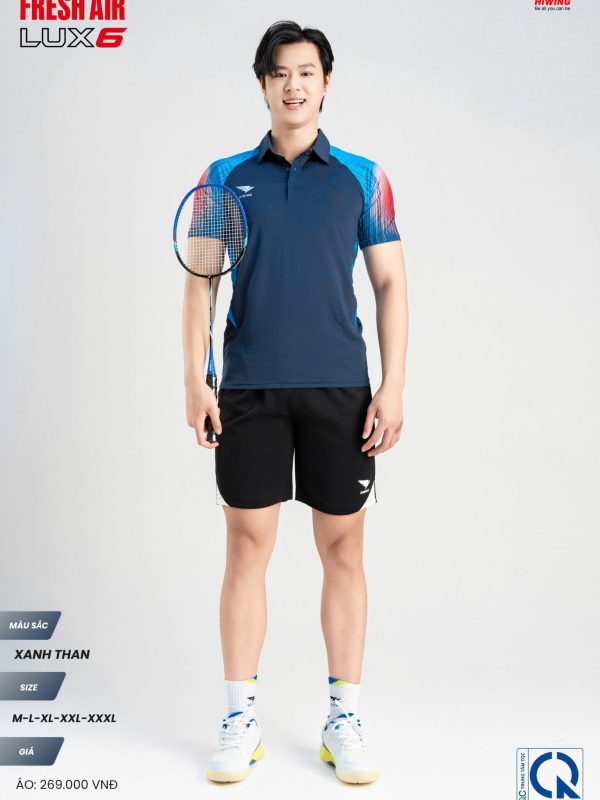 Áo Cầu Lông Pickleball Bóng Chuyền Hiwing Lux 6 Nam Màu Xanh Than