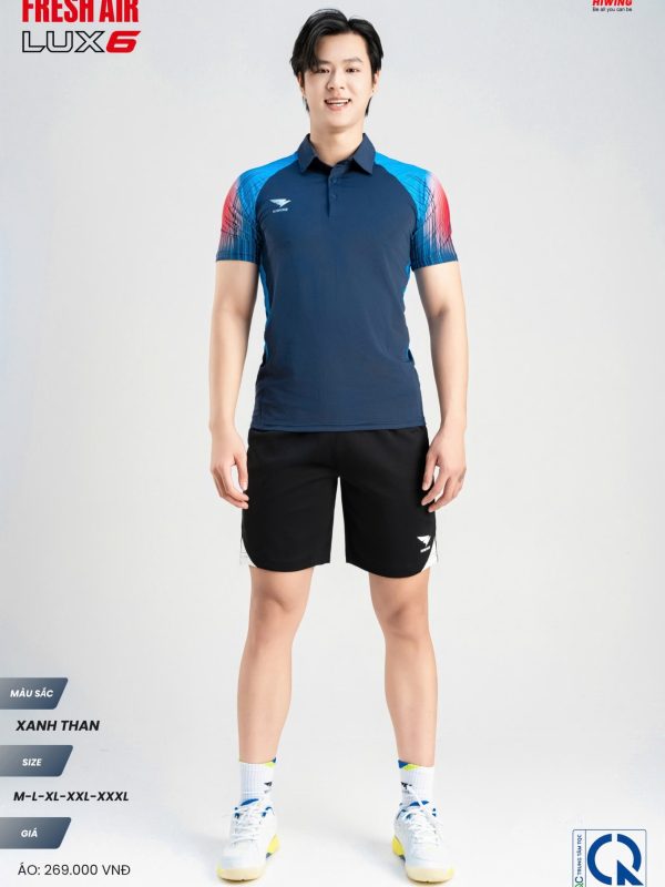 Alternative view of Áo Cầu Lông Pickleball Bóng Chuyền Hiwing Lux 6 Nam Màu Xanh Than