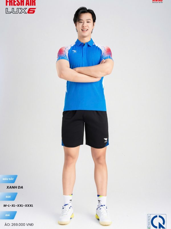 Alternative view of Áo Cầu Lông Pickleball Bóng Chuyền Hiwing Lux 6 Nam Màu Xanh Da