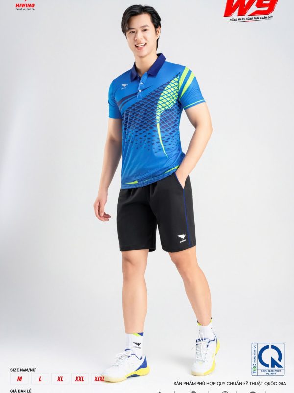 Áo Cầu Lông Pickleball Bóng Chuyền Hiwing W9 Nam Màu Xanh Da
