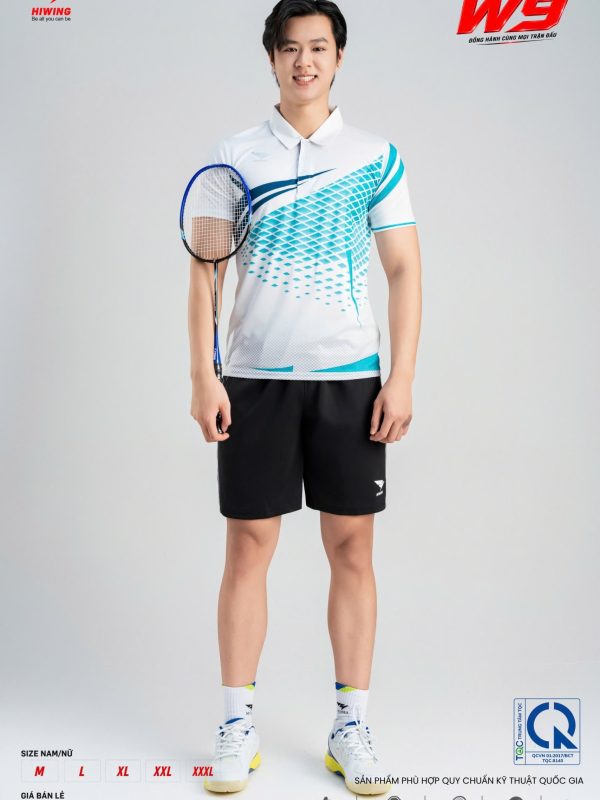 Áo Cầu Lông Pickleball Bóng Chuyền Hiwing W9 Nam Màu Trắng