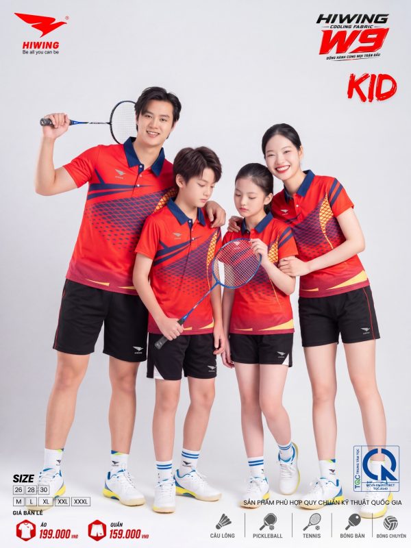 Alternative view of Áo Cầu Lông Pickleball Bóng Chuyền Hiwing W9 Trẻ em Màu Đỏ