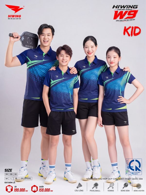 Alternative view of Áo Cầu Lông Pickleball Bóng Chuyền Hiwing W9 Trẻ em Màu Xanh Navy