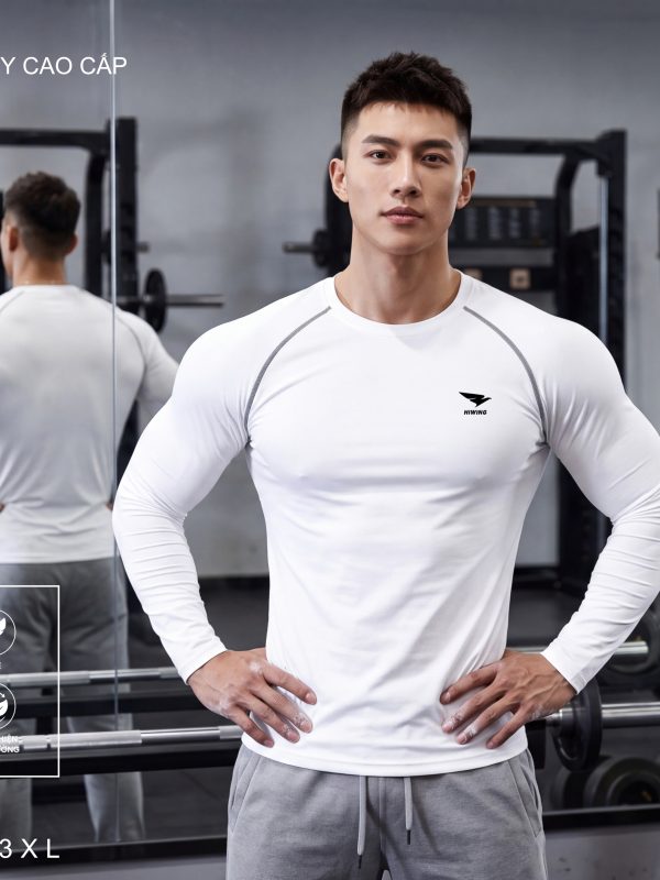 Alternative view of Áo Body Cao Cấp HIWING Giữ Nhiệt, Co Giãn 4 Chiều, Chống Nhăn Màu Trắng