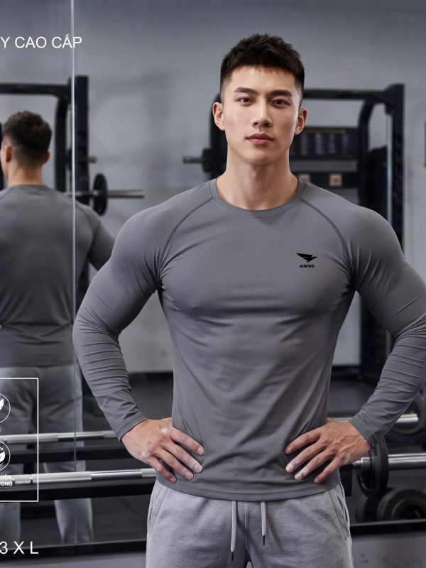 Alternative view of Áo Body Cao Cấp HIWING Giữ Nhiệt, Co Giãn 4 Chiều, Chống Nhăn Màu Ghi Xám