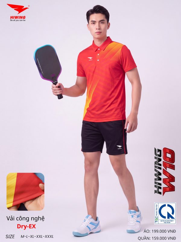Áo Pickleball Cầu Lông Hiwing W10 Nam Màu Đỏ Chính Hãng (Vải DRY-EX) — Siêu Nhẹ, Thoáng Mát