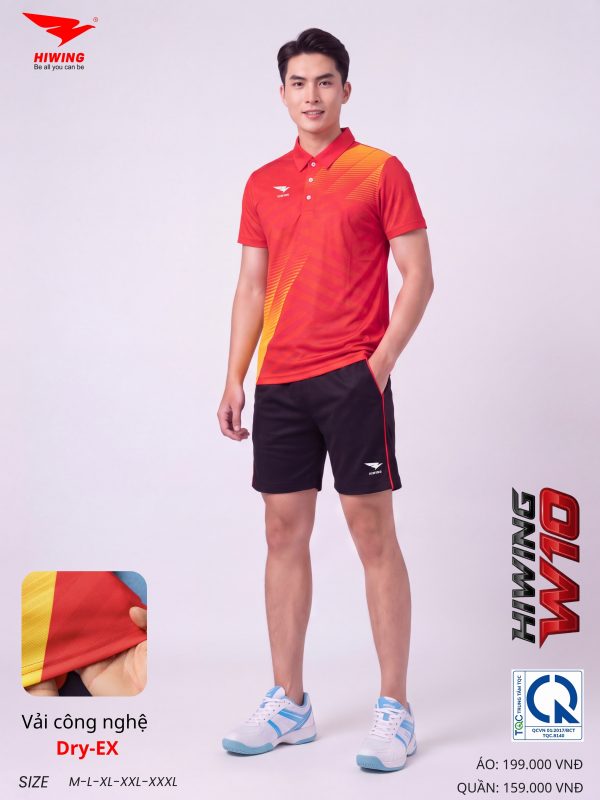 Alternative view of Áo Pickleball Cầu Lông Hiwing W10 Nam Màu Đỏ Chính Hãng (Vải DRY-EX) — Siêu Nhẹ, Thoáng Mát