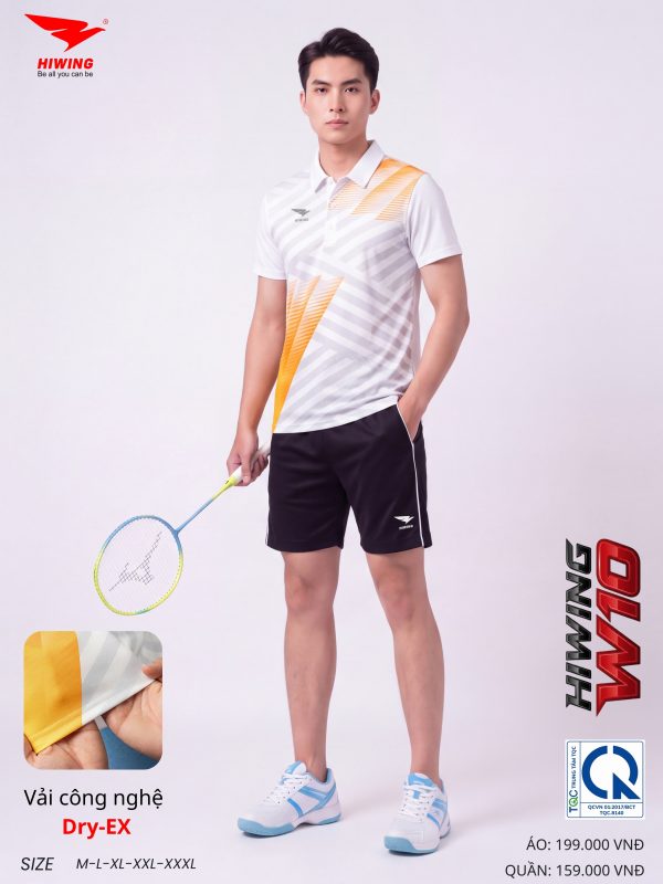 Alternative view of Áo Pickleball Cầu Lông Hiwing W10 Nam Màu Trắng Chính Hãng (Vải DRY-EX) — Siêu Nhẹ, Thoáng Mát