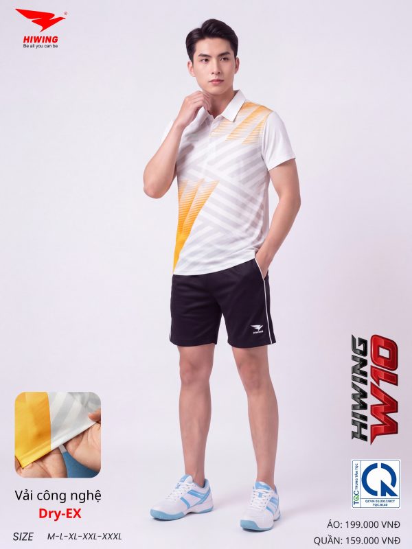 Áo Pickleball Cầu Lông Hiwing W10 Nam Màu Trắng Chính Hãng (Vải DRY-EX) — Siêu Nhẹ, Thoáng Mát