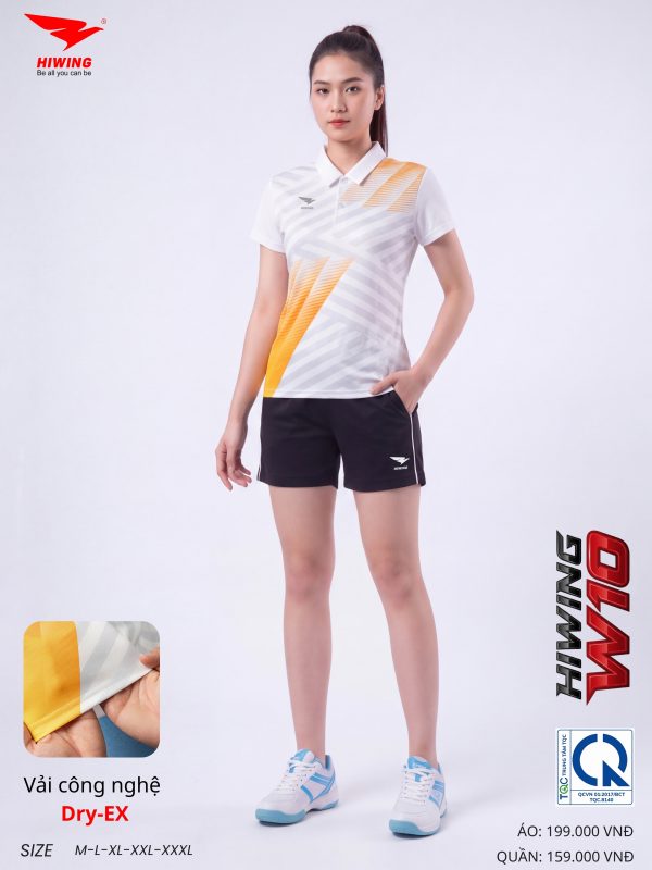 Áo Pickleball Cầu Lông Hiwing W10 Nữ Màu Trắng Chính Hãng (Vải DRY-EX) — Siêu Nhẹ, Thoáng Mát