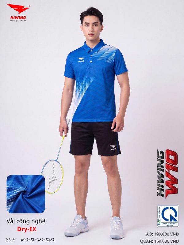 Áo Pickleball Cầu Lông Hiwing W10 Nam Màu Xanh Chính Hãng (Vải DRY-EX) — Siêu Nhẹ, Thoáng Mát