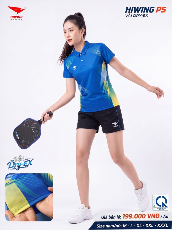 Alternative view of Áo Pickleball Cầu Lông Hiwing P5 Nữ Màu Xanh Chính Hãng (Vải DRY-EX) — Siêu Nhẹ, Thoáng Mát