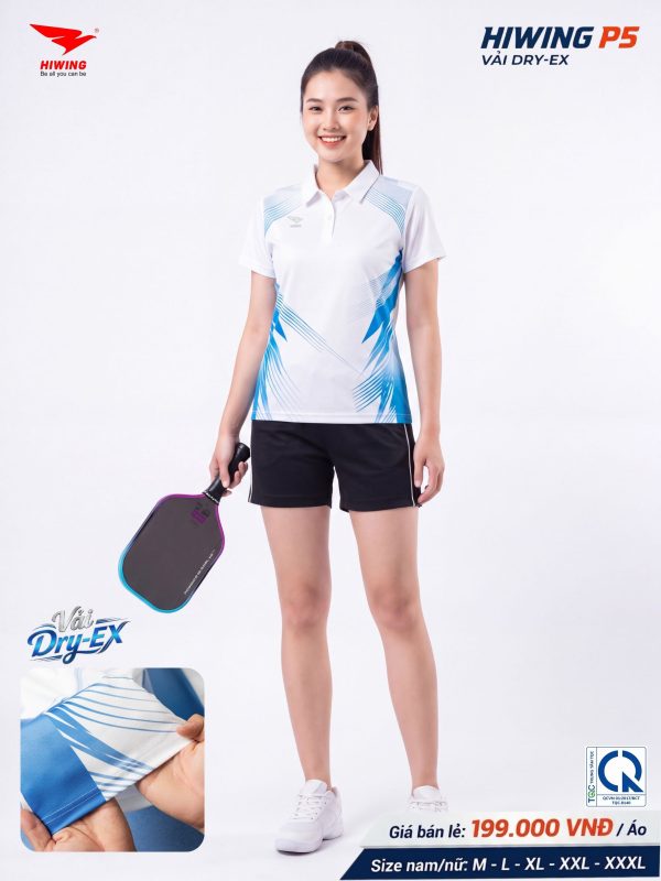 Áo Pickleball Cầu Lông Hiwing P5 Nữ Màu Trắng Chính Hãng (Vải DRY-EX) — Siêu Nhẹ, Thoáng Mát