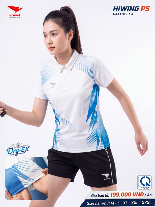 Alternative view of Áo Pickleball Cầu Lông Hiwing P5 Nữ Màu Trắng Chính Hãng (Vải DRY-EX) — Siêu Nhẹ, Thoáng Mát
