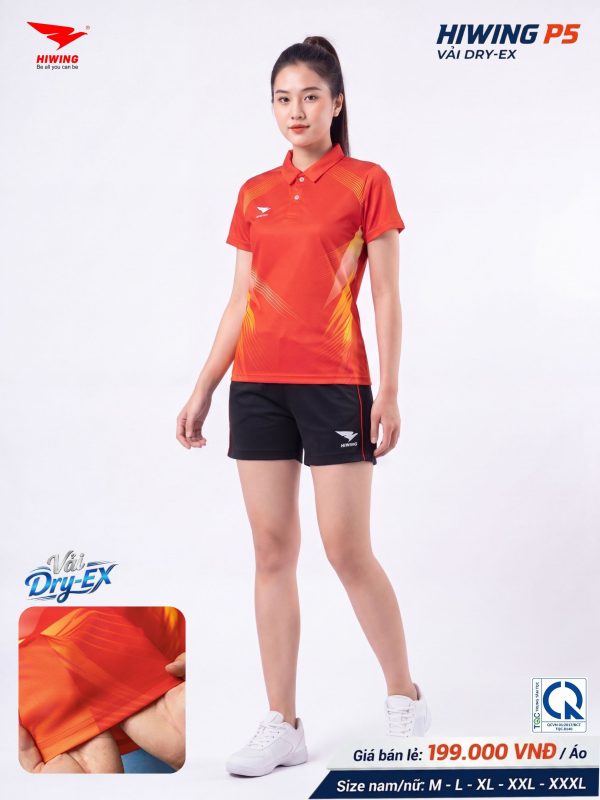 Alternative view of Áo Pickleball Cầu Lông Hiwing P5 Nữ Màu Đỏ Chính Hãng (Vải DRY-EX) — Siêu Nhẹ, Thoáng Mát